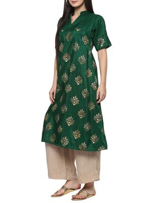 Dark green flared kurta - 14529780 - Standard Image - 2
