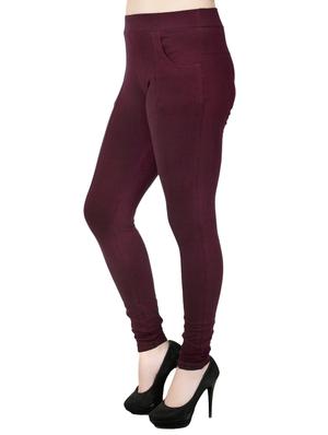 brown cotton lycra jegging - 14529897 - Standard Image - 2
