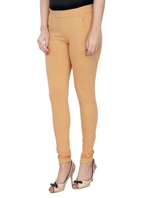 beige cotton lycra jeggings - 14529900 - Standard Image - 2