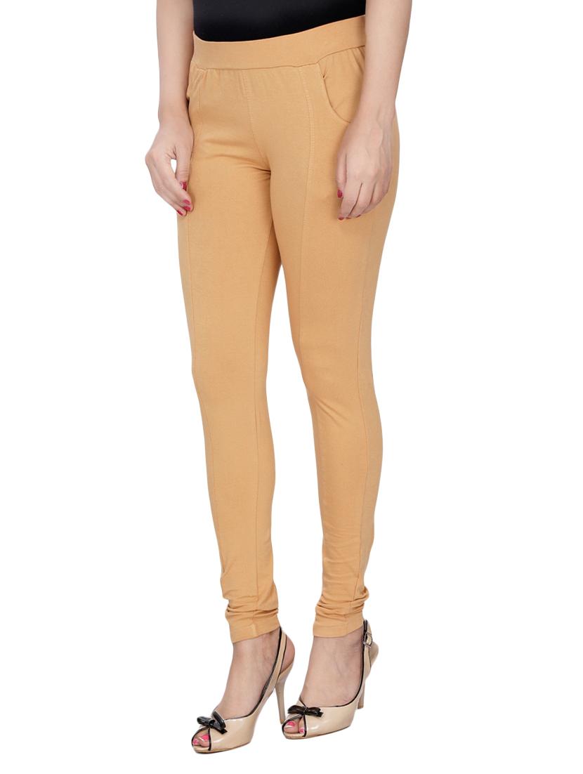 beige cotton lycra jeggings - 14529900 - Zoom Image - 2