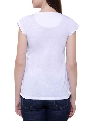 white cotton blend tee - 14531110 - Standard Image - 2