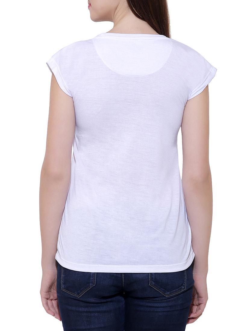white cotton blend tee - 14531110 - Zoom Image - 2
