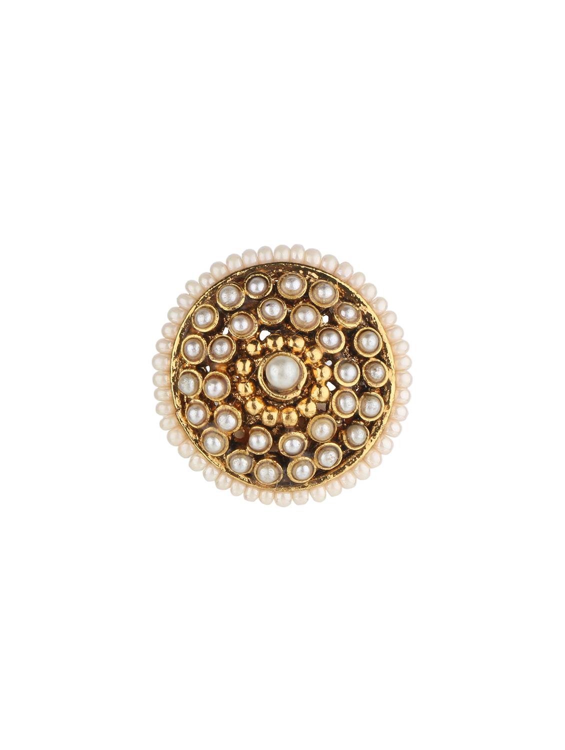 golden brass maang teeka - 14531231 - Zoom Image - 2
