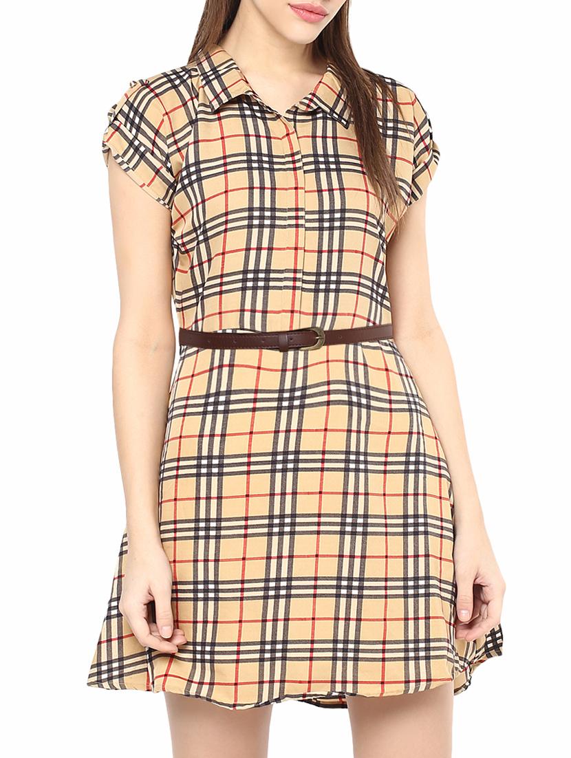 Multicolored checkered belted dress - 14531451 - Zoom Image - 2