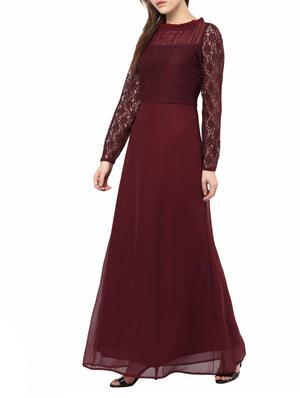 maroon solid maxi dress - 14531457 - Standard Image - 2