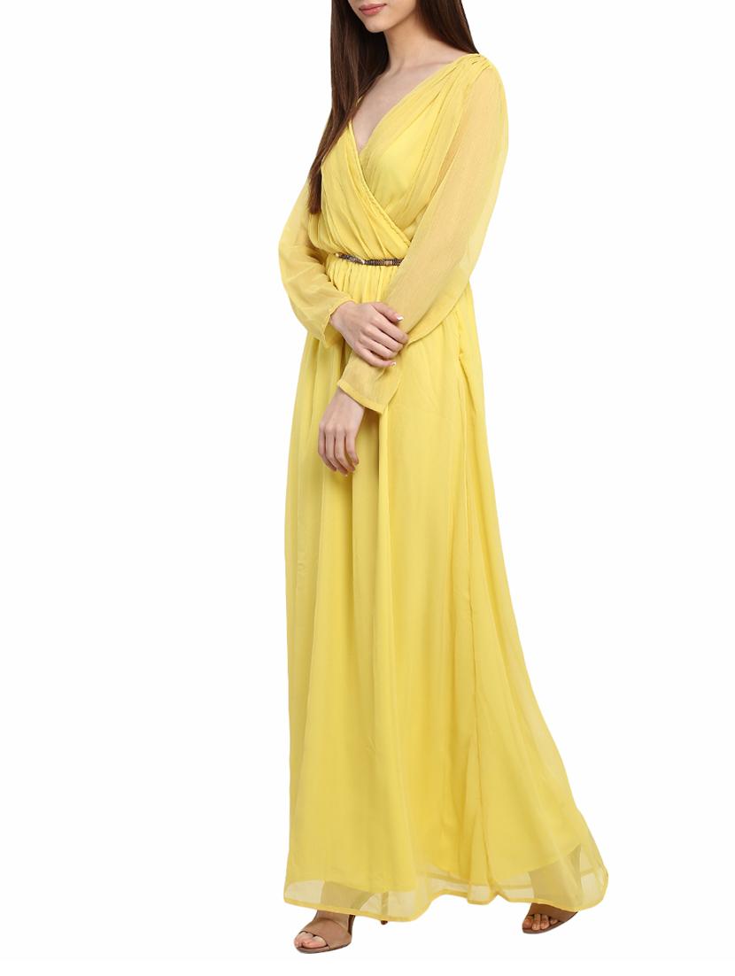 yellow belted maxi dress - 14531479 - Zoom Image - 2