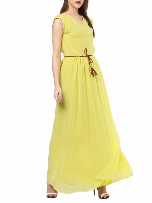 v neck belted maxi dress - 14531481 - Standard Image - 1