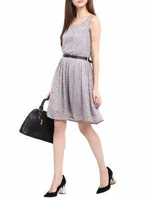Purple lace belted dress - 14531490 - Standard Image - 2