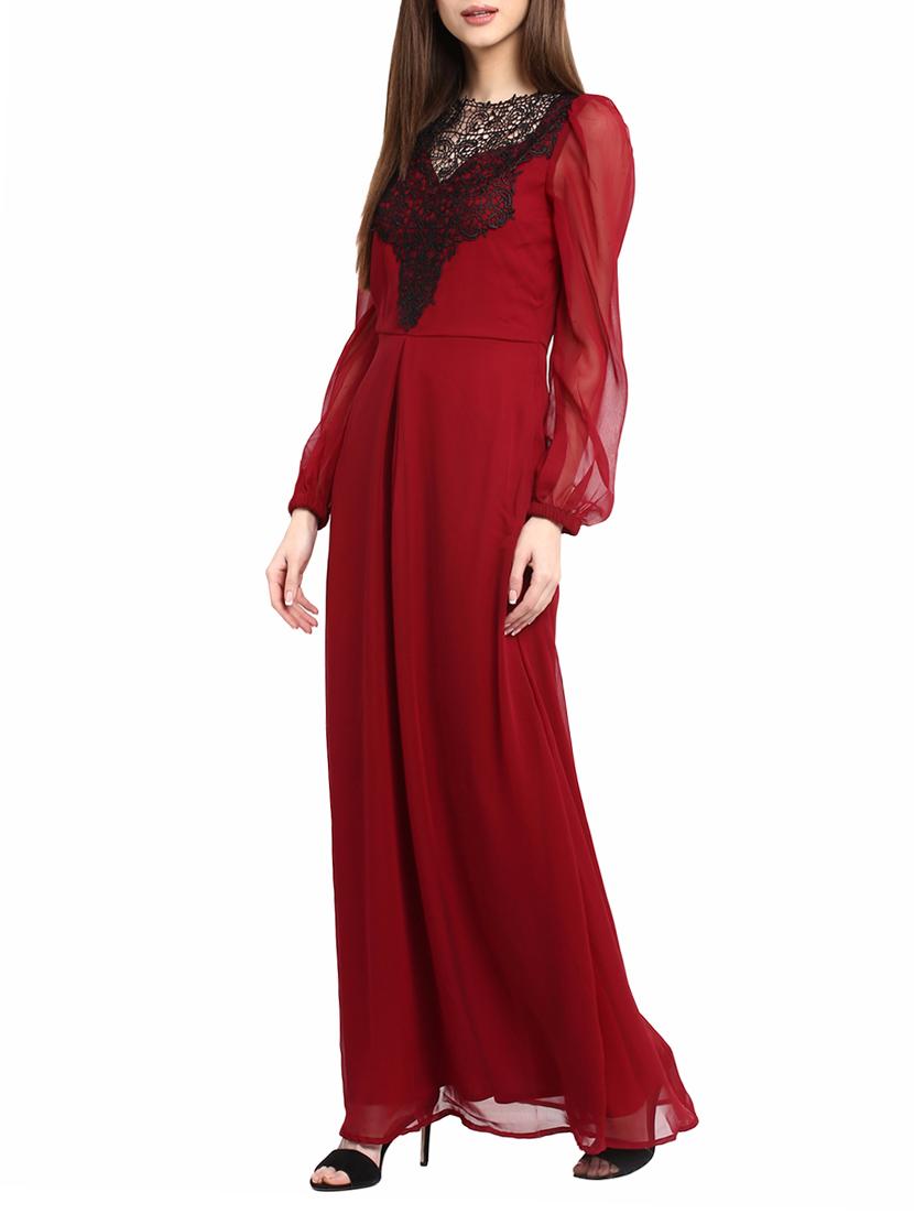maroon solidmaxi dress - 14531496 - Zoom Image - 2