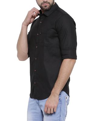 black cotton casual shirt - 14531669 - Standard Image - 2