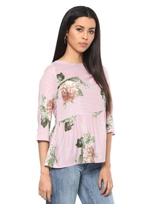 Floral boat neck flared top - 14531895 - Standard Image - 2