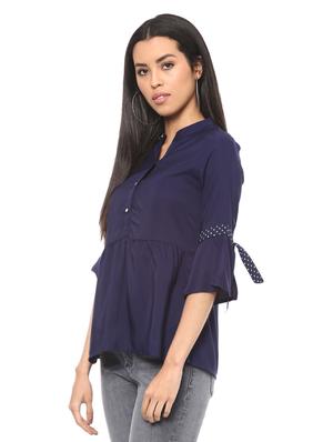 Tie knot detail bell sleeved top - 14531906 - Standard Image - 2