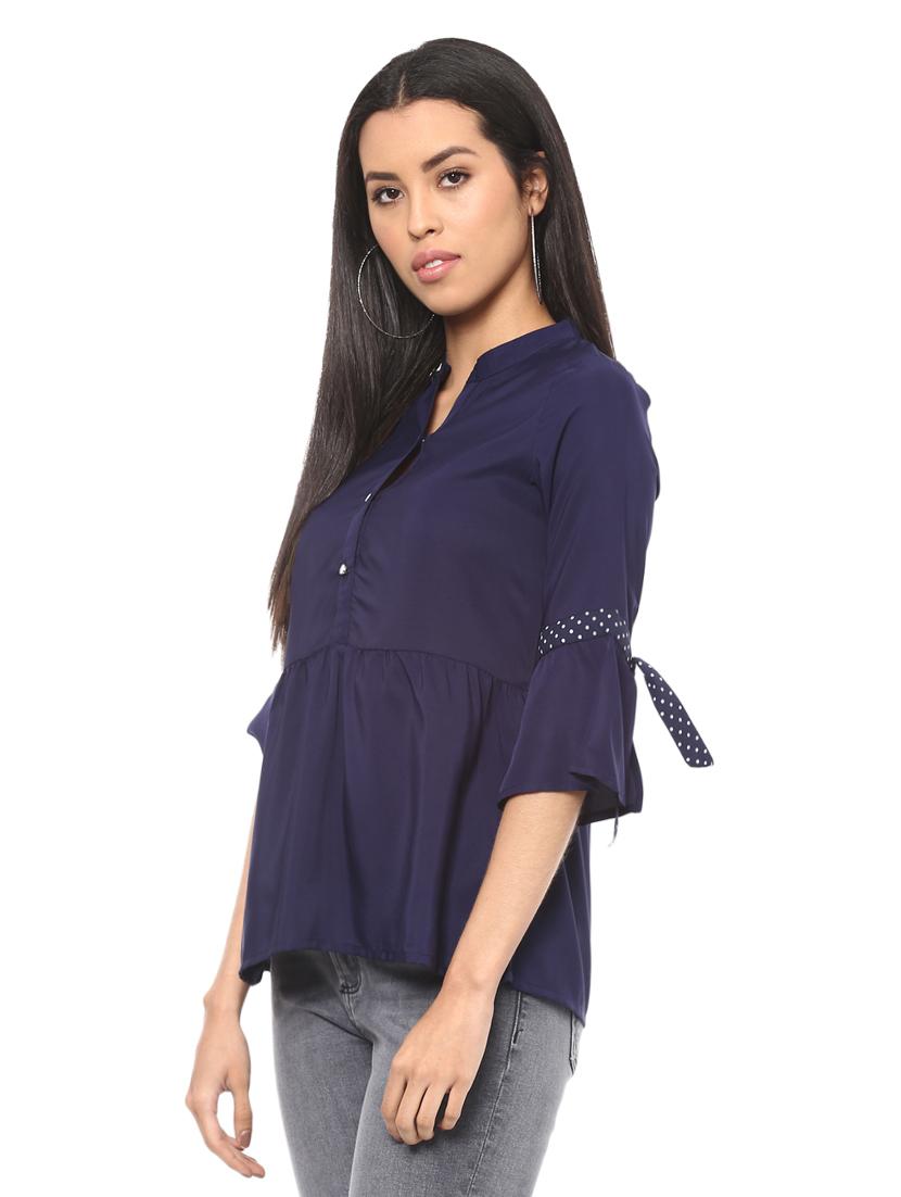 Tie knot detail bell sleeved top - 14531906 - Zoom Image - 2