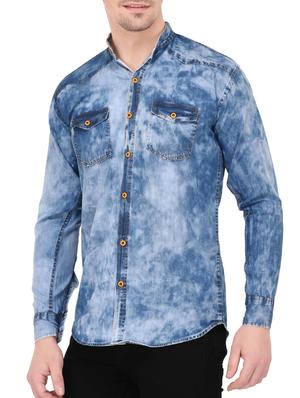 blue denim casual shirt - 14533928 - Standard Image - 2