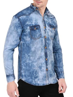 blue denim casual shirt - 14533933 - Standard Image - 2