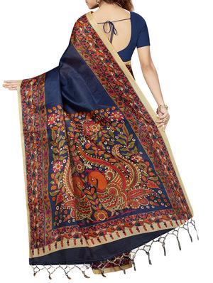 purple art silk printed saree with blouse - 14534926 - Standard Image - 2