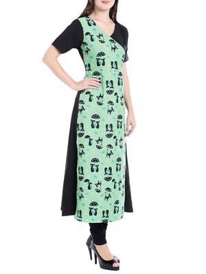 green crepe straight kurta - 14535022 - Standard Image - 2