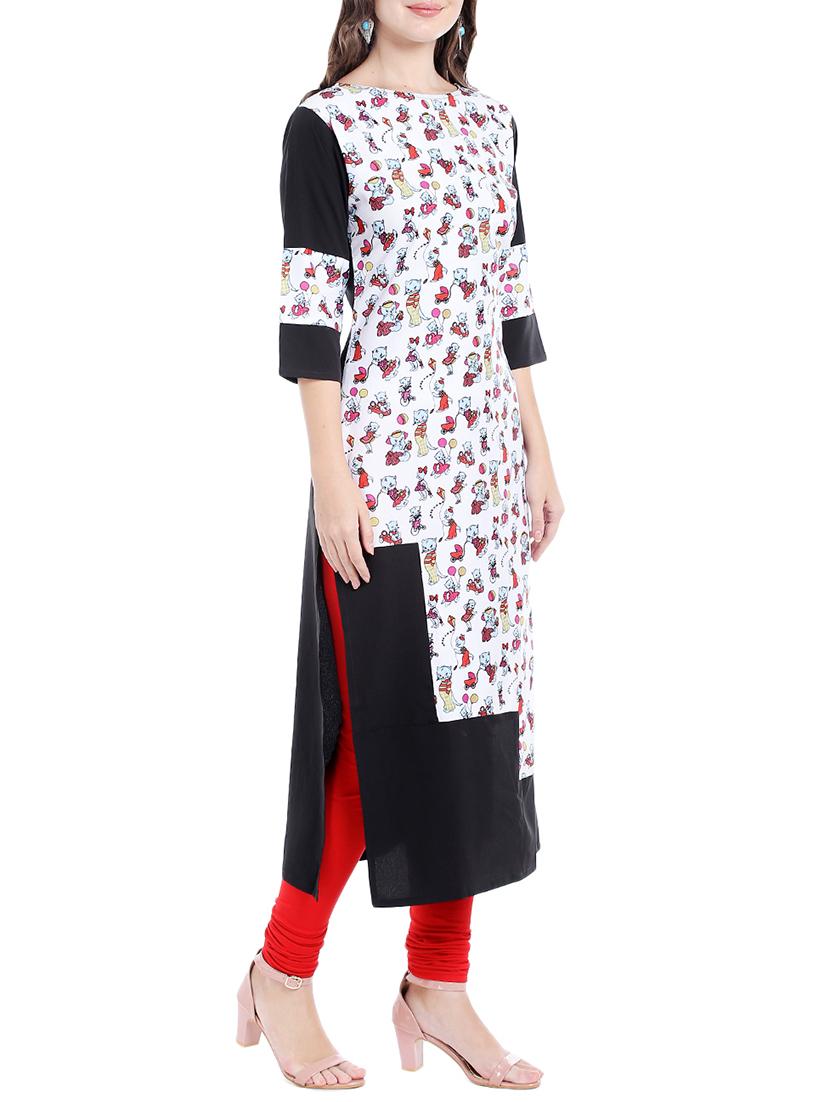 white colored crepe straight kurta - 14535024 - Zoom Image - 2