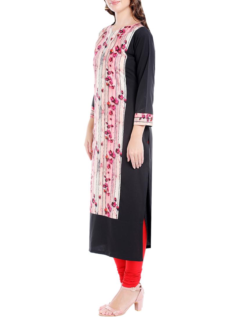 pink crepe straight kurta - 14535053 - Zoom Image - 2