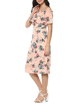 pink floral off shoulder dress - 14536271 - Standard Image - 2