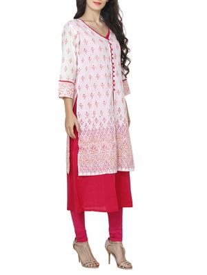 white cotton layered kurta - 14536296 - Standard Image - 2