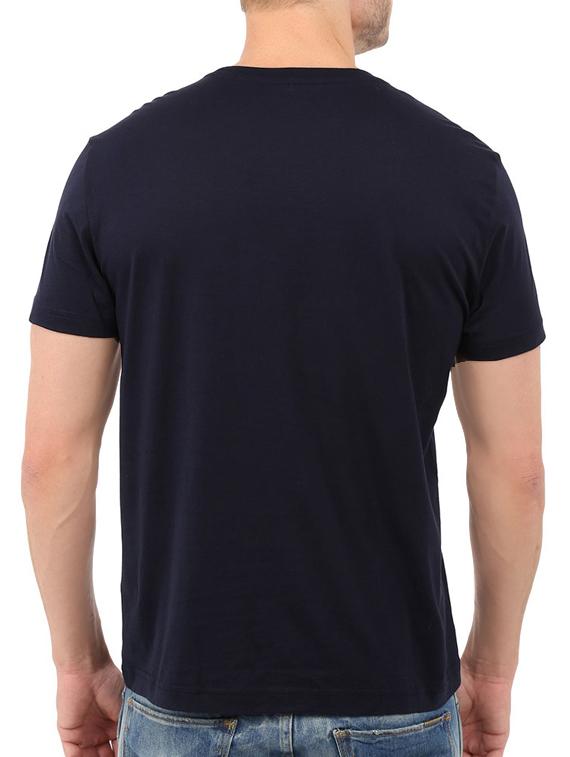 navy blue cotton chest print tshirt - 14536342 - Zoom Image - 2