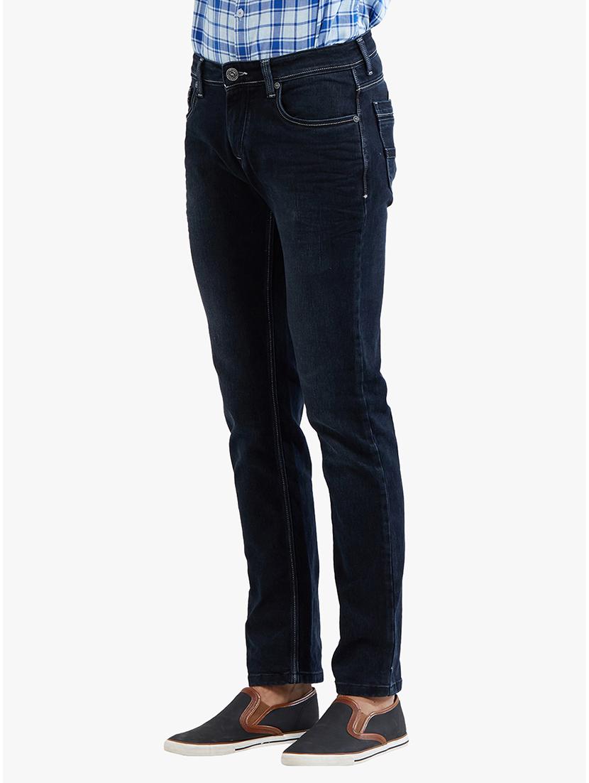navy blue cotton washed jeans - 14536535 - Zoom Image - 2