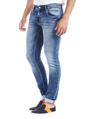 blue cotton blend washed jeans - 14537469 - Standard Image - 2