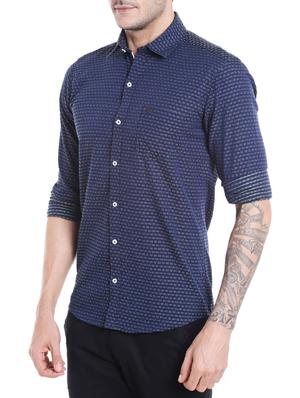 navy blue cotton casual shirt - 14537498 - Standard Image - 2