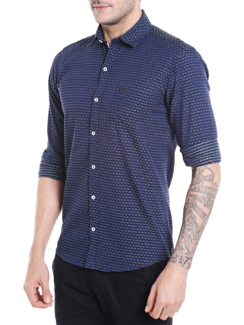 navy blue cotton casual shirt - 14537498 - Zoom Image - 2