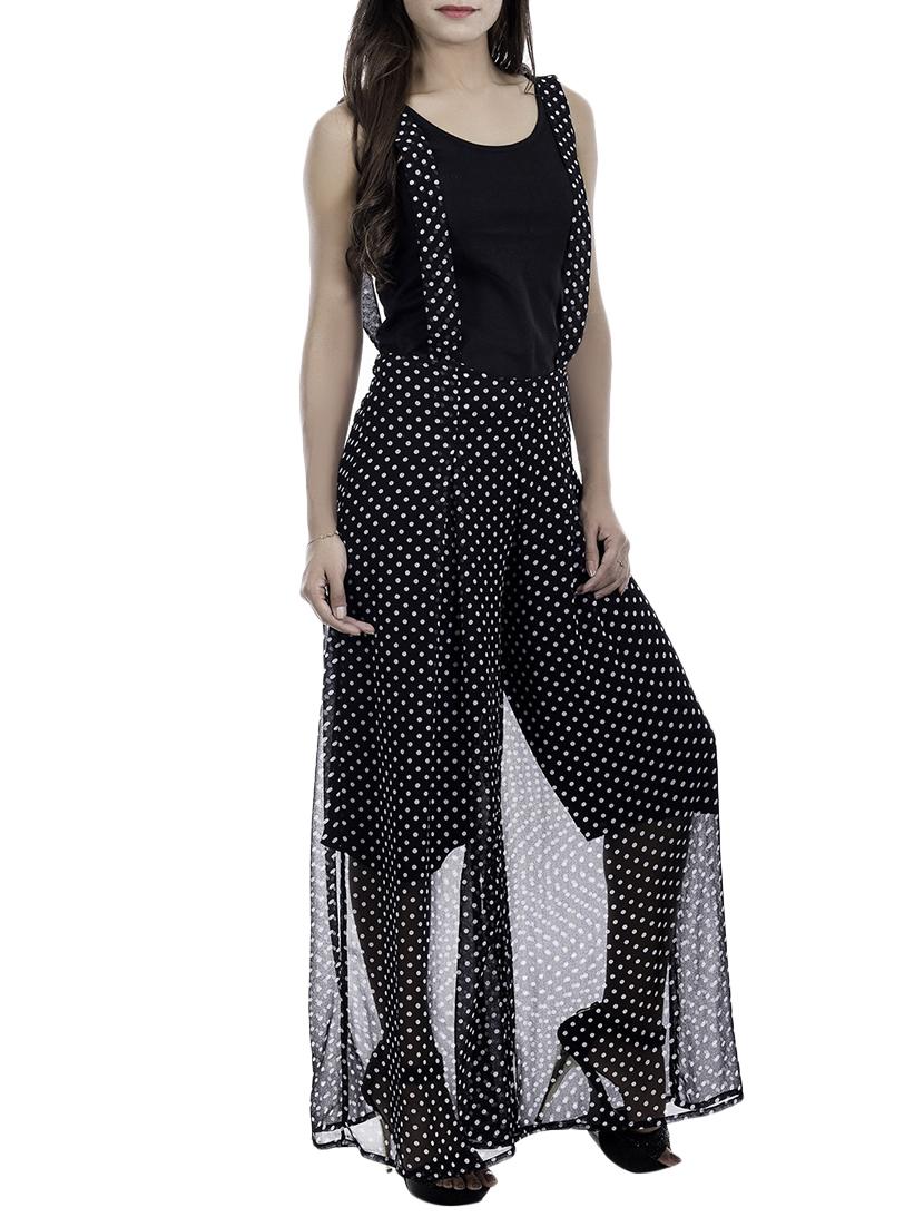 Amadore black georgette dungree jumpsuit - 14537670 - Zoom Image - 2