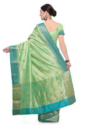 green silk banarasi saree with blouse - 14538444 - Standard Image - 2