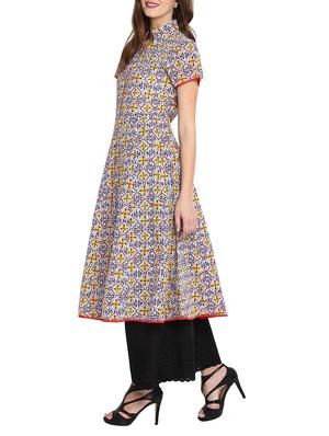 yellow colored cotton printed a-line kurta - 14538525 - Standard Image - 2