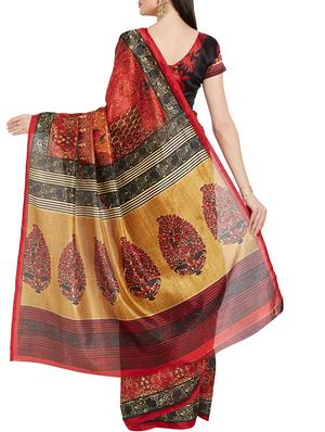 Multicolored printed saree with blouse - 14538653 - Standard Image - 2