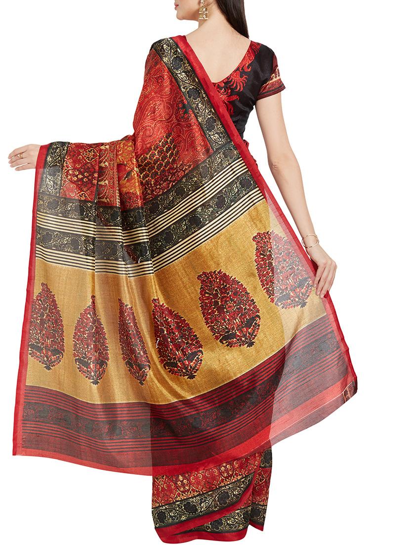 Multicolored printed saree with blouse - 14538653 - Zoom Image - 2