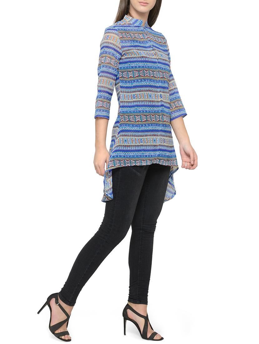 blue printed asymmetric tunic - 14539532 - Zoom Image - 2