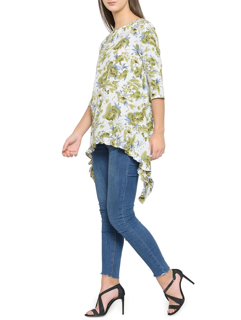 white crepe printed tunic - 14539535 - Zoom Image - 2