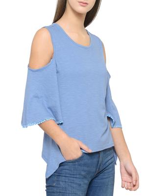 solid blue cotton top - 14539552 - Standard Image - 2
