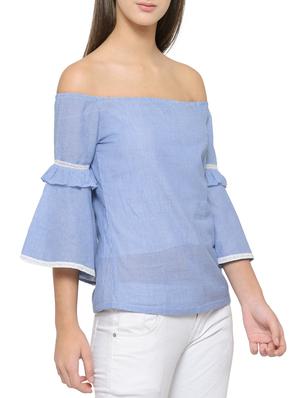 blue off shoulder top - 14539557 - Standard Image - 2
