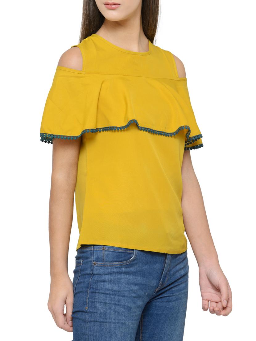 yellow crepe top - 14539559 - Zoom Image - 2
