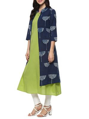 blue cotton layered kurta - 14539721 - Standard Image - 2