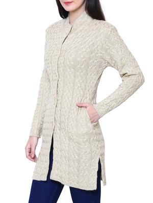 beige woolen coatigan - 14539940 - Standard Image - 2