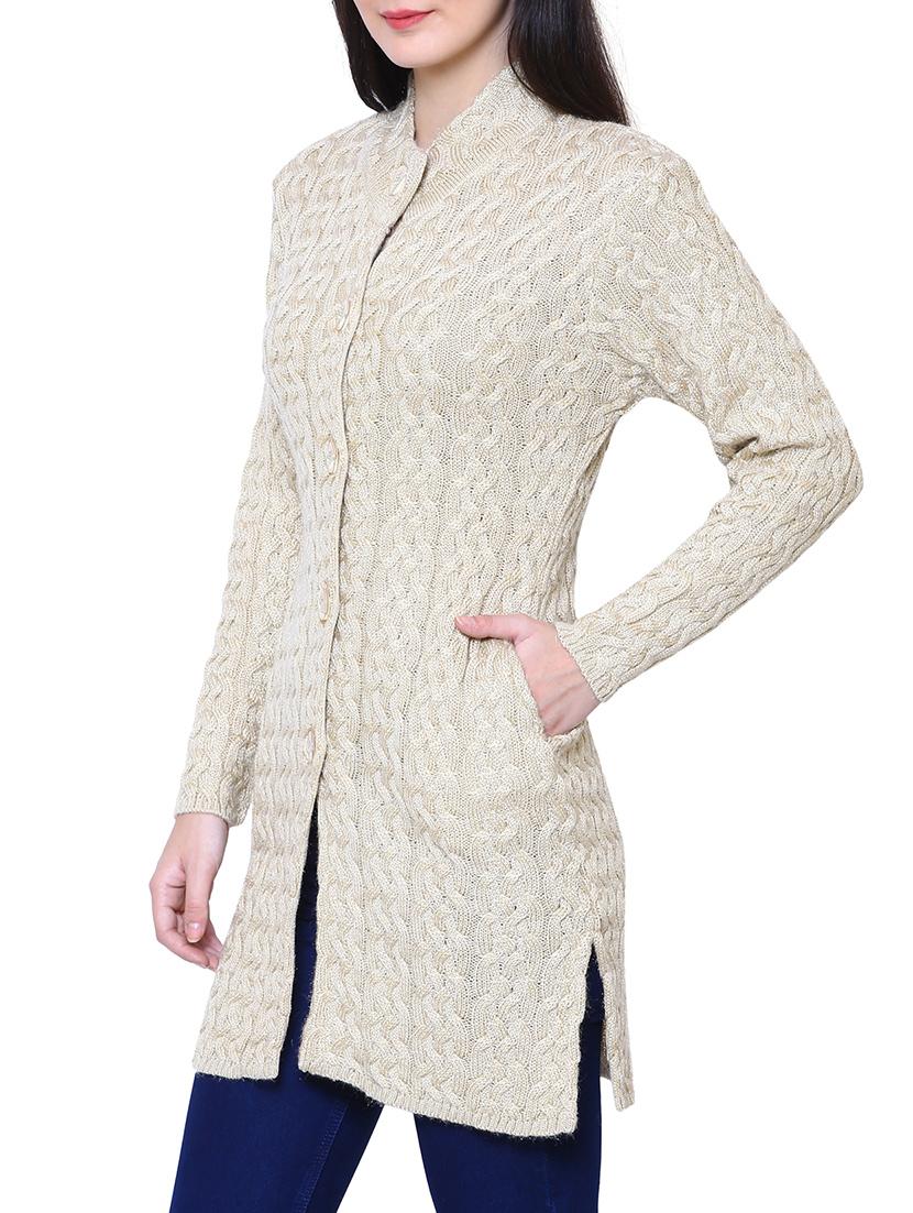 beige woolen coatigan - 14539940 - Zoom Image - 2