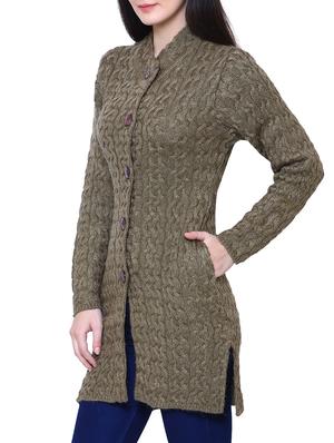beige woolen coatigan - 14539943 - Standard Image - 2