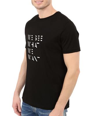 black cotton chest print tshirt - 14539997 - Standard Image - 2