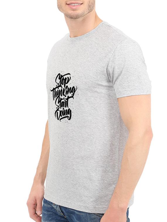 grey cotton chest print tshirt - 14540403 - Zoom Image - 2