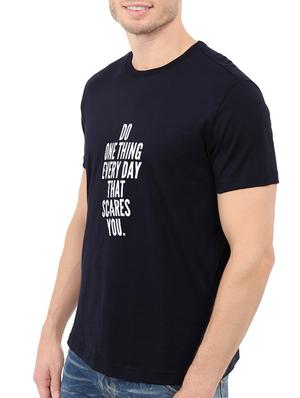 navy blue cotton chest print tshirt - 14540427 - Standard Image - 2