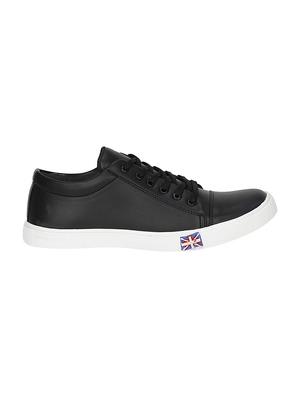 black leatherette lace up sneaker - 14541308 - Standard Image - 2