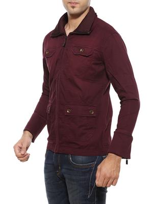 red cotton casual jacket - 14542021 - Standard Image - 2