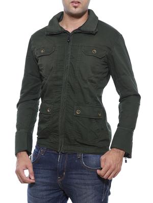 green cotton casual jacket - 14542023 - Standard Image - 2